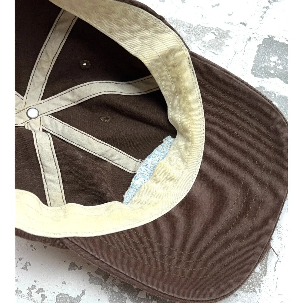 Vintage American‎ Eagle Hat Cap Leather Strap Back Script AEO Dad Baseball Y2K